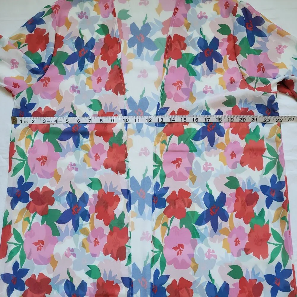 Floral Chiffon Longline Duster Kimono Cover Up Onesize Resortwear